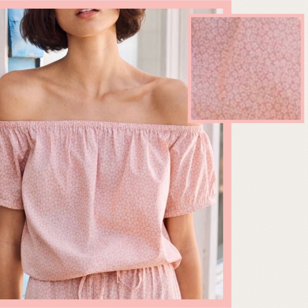 Frye x Anthropologie Elspeth Off Shoulder Med Pink Cotton Blouse